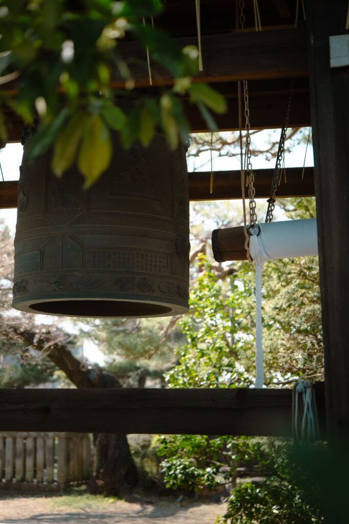 A large traditional Japanese temple bell at Chion-in in Kyoto