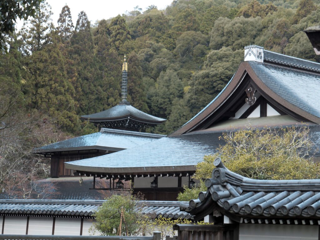 A temple building at Saiho-ji, Kyoto, surrounded by moss