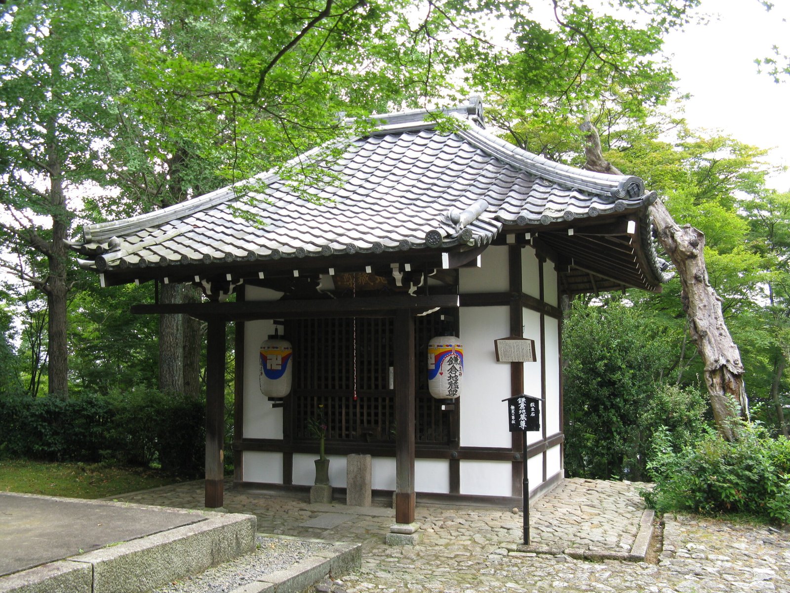 Kamakura-era stone jizo statue on the grounds of Shinnyodo temple, Kyoto